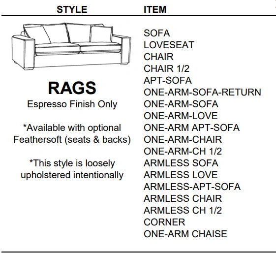 Stylus Sofas RAGS SOFA