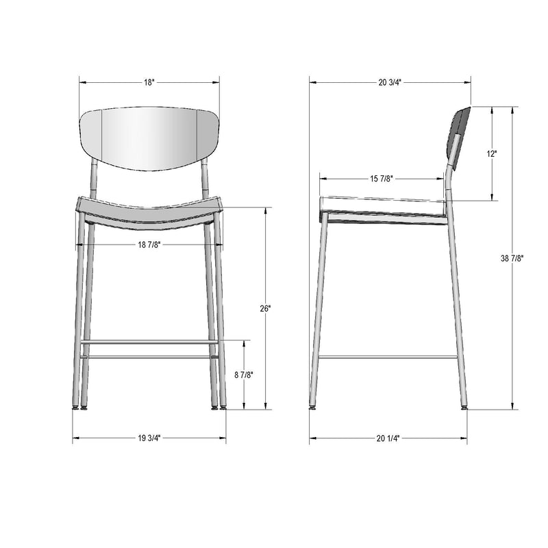 Krista non swivel stool - 40361-26