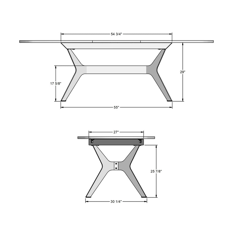 Boomerang extendable table base for butterfly leaf tabletop - 50533