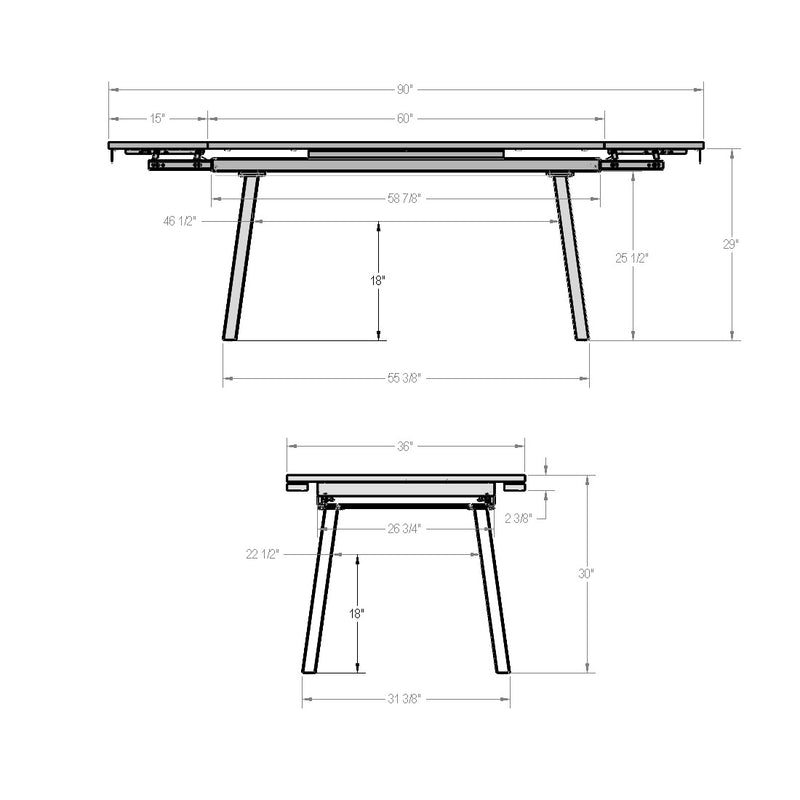 Lewis extendable table base - 52603