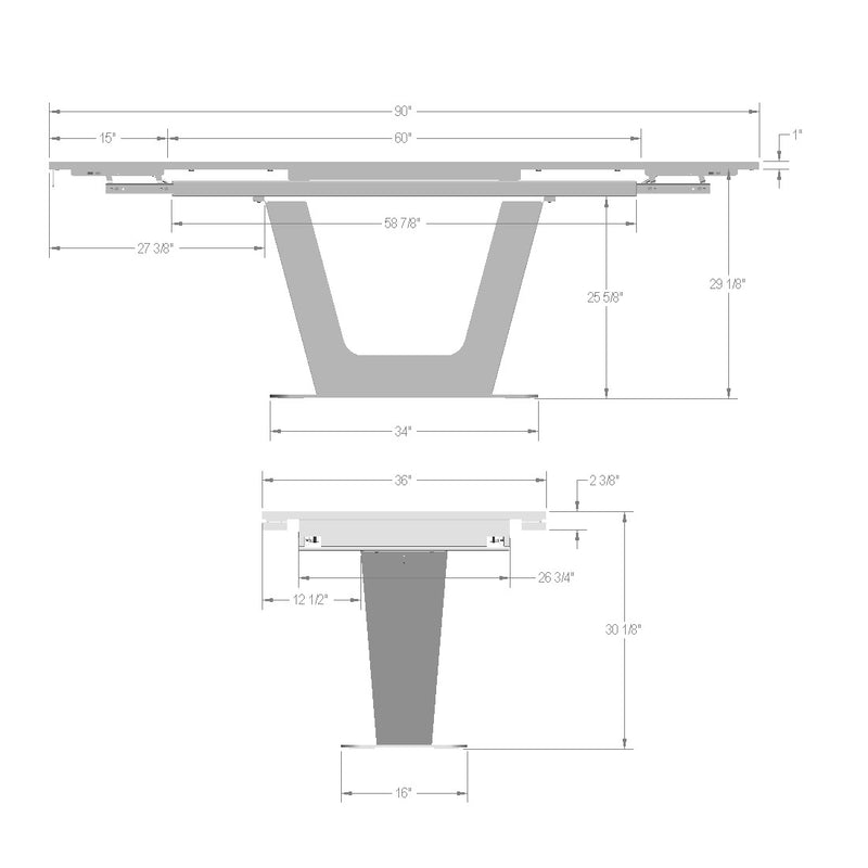 Amelia extendable table base - 52604
