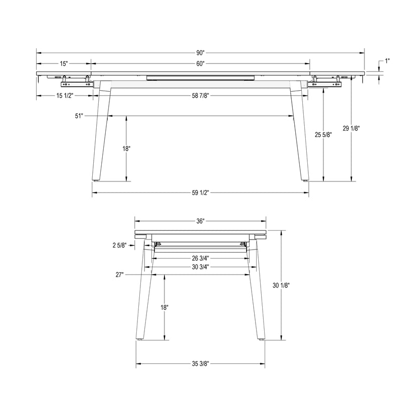 Amos extendable table base - 52611