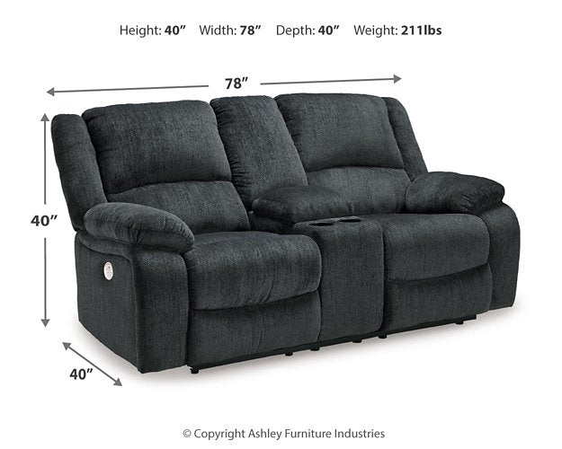 Draycoll Power Reclining Loveseat with Console - Coastal Roots Furniture (Courtenay, BC)
