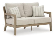 Hallow Creek Outdoor Loveseat with Cushion - Coastal Roots Furniture (Courtenay, BC)