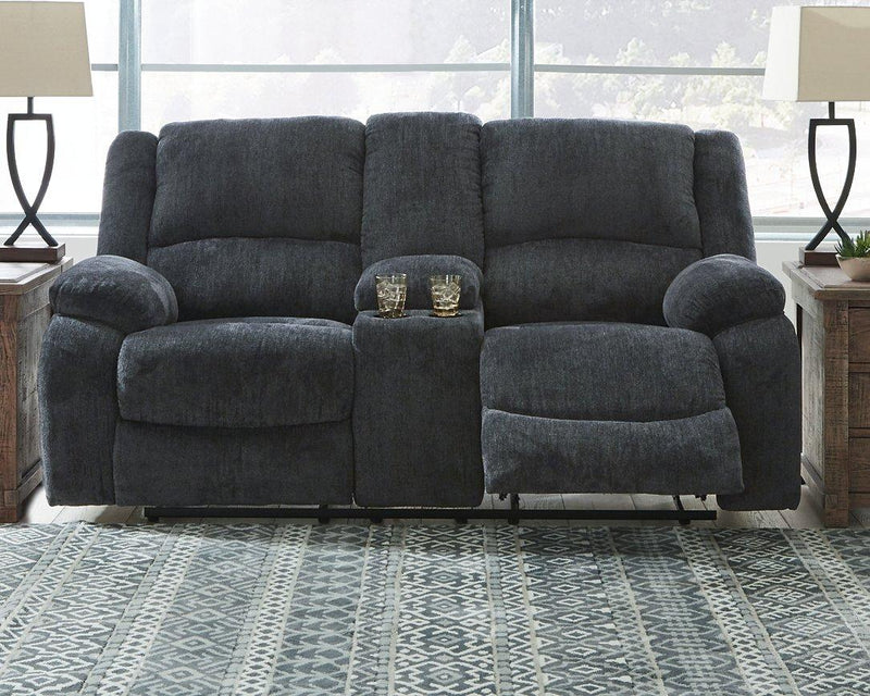 Draycoll Reclining Loveseat with Console - Coastal Roots Furniture (Courtenay, BC)