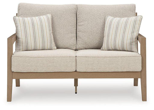 Hallow Creek Outdoor Loveseat with Cushion - Coastal Roots Furniture (Courtenay, BC)