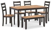 Gesthaven Dining Table with 4 Chairs and Bench (Set of 6) - Coastal Roots Furniture (Courtenay, BC)