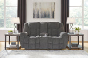 Foreside Reclining Loveseat with Console - Coastal Roots Furniture (Courtenay, BC)