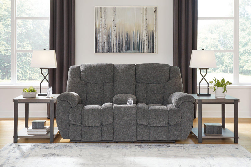 Foreside Reclining Loveseat with Console - Coastal Roots Furniture (Courtenay, BC)