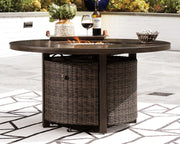 Paradise Trail Paradise Trail Fire Pit Table with 4 Nuvella Swivel Lounge Chairs - Coastal Roots Furniture (Courtenay, BC)