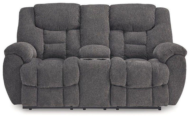 Foreside Reclining Loveseat with Console - Coastal Roots Furniture (Courtenay, BC)