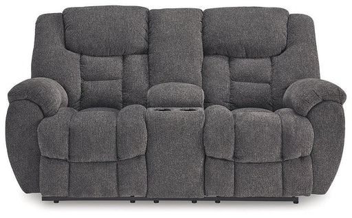Foreside Reclining Loveseat with Console - Coastal Roots Furniture (Courtenay, BC)