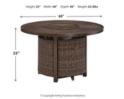 Paradise Trail Paradise Trail Fire Pit Table with 4 Nuvella Swivel Lounge Chairs - Coastal Roots Furniture (Courtenay, BC)
