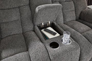 Foreside Reclining Loveseat with Console - Coastal Roots Furniture (Courtenay, BC)