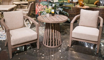 Joy Lagoon Outdoor Chairs with Cushions/Table (Set of 3)