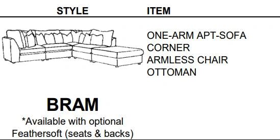Stylus Sofas BRAM ONE-ARM APT-SOFA