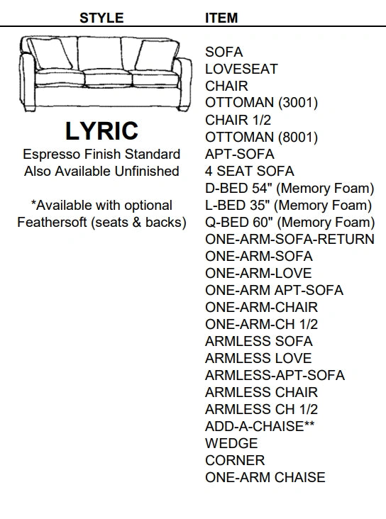 Stylus Sofas LYRIC SOFA