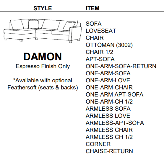 Stylus Sofas DAMON CORNER