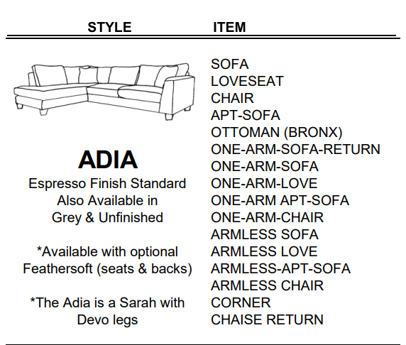 Stylus Sofas ADIA ARMLESS-APT-SOFA