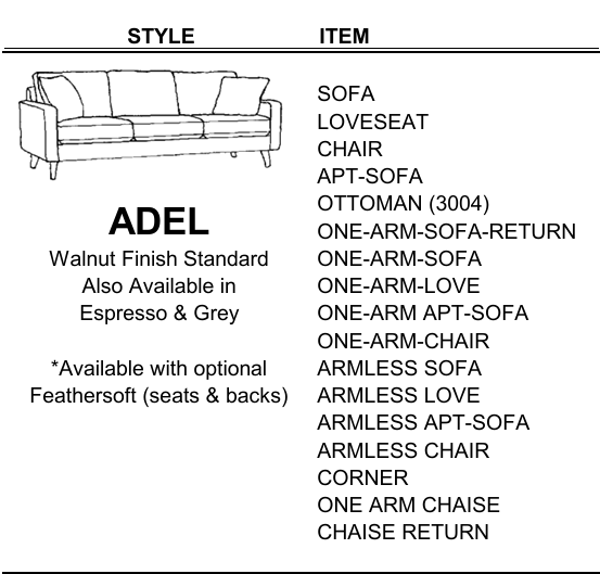 Stylus Sofas ADEL ARMLESS LOVE