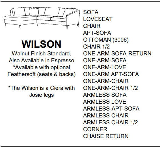 Stylus Sofas WILSON ONE-ARM-SOFA-RETURN
