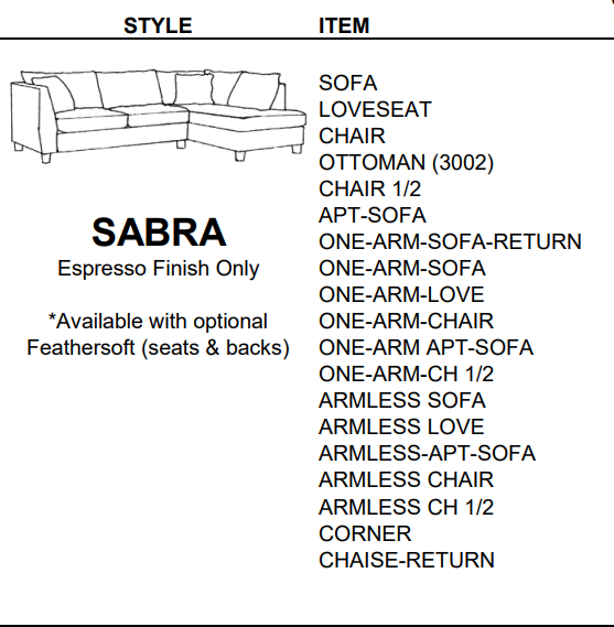 Stylus Sofas SABRA ONE-ARM APT-SOFA
