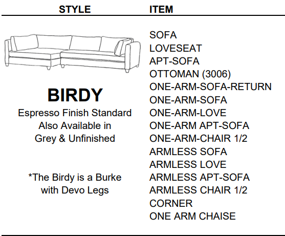 Stylus Sofas BIRDY ARMLESS APT-SOFA