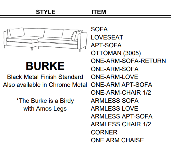Stylus Sofas BURKE ONE-ARM APT-SOFA