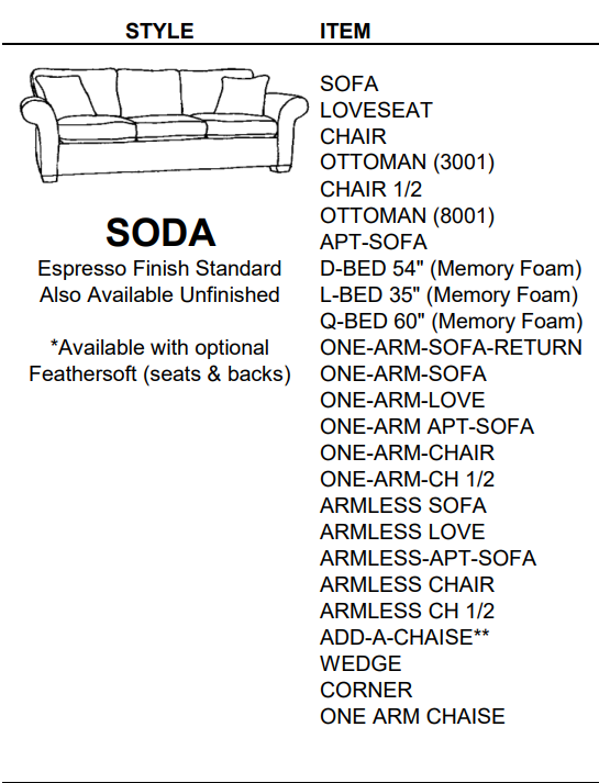 Stylus Sofas SODA ONE-ARM-SOFA