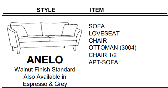 Stylus Sofas ANELO LOVESEAT