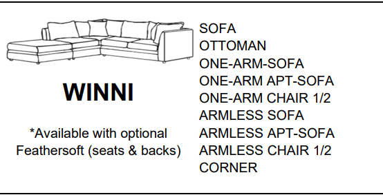 Stylus Sofas WINNI ONE-ARM APT-SOFA
