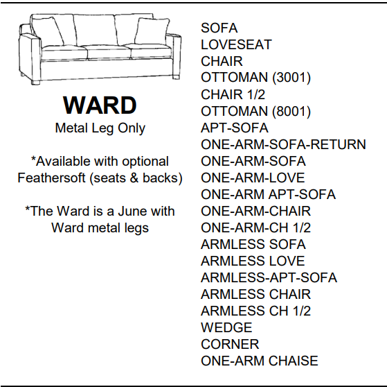 Stylus Sofas WARD ARMLESS SOFA