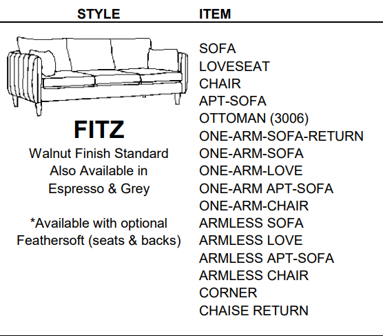 Stylus Sofas FITZ CHAISE RETURN