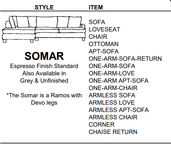 Stylus Sofas SOMAR ARMLESS SOFA