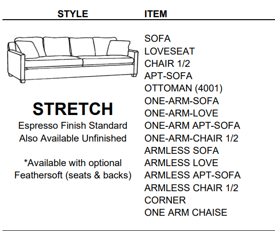 Stylus Sofas STRETCH ONE-ARM-SOFA