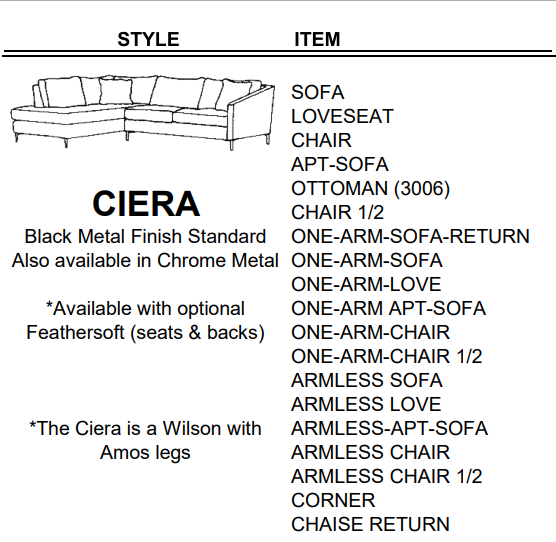 Stylus Sofas CIERA LOVESEAT
