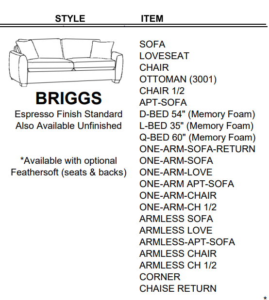 Stylus Sofas BRIGGS ONE-ARM APT-SOFA