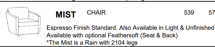 Stylus Sofas MIST CHAIR