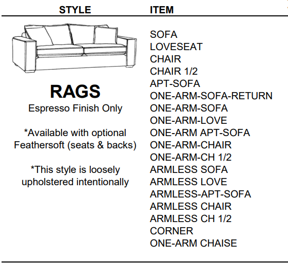 Stylus Sofas RAGS APT-SOFA