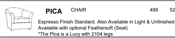 Stylus Sofas PICA CHAIR