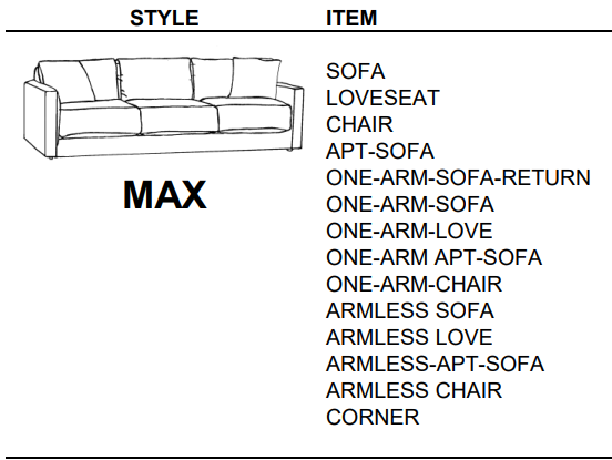 Stylus Sofas MAX ARMLESS CHAIR