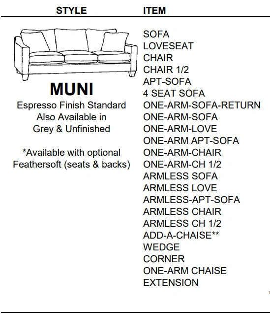 Stylus Sofas MUNI ONE-ARM CHAISE